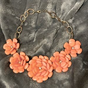 Peach /Coral Floral Statement Necklace